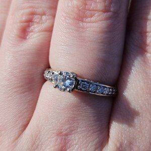14K White Gold Diamond Engagement Wedding Ring with Accents Size 8